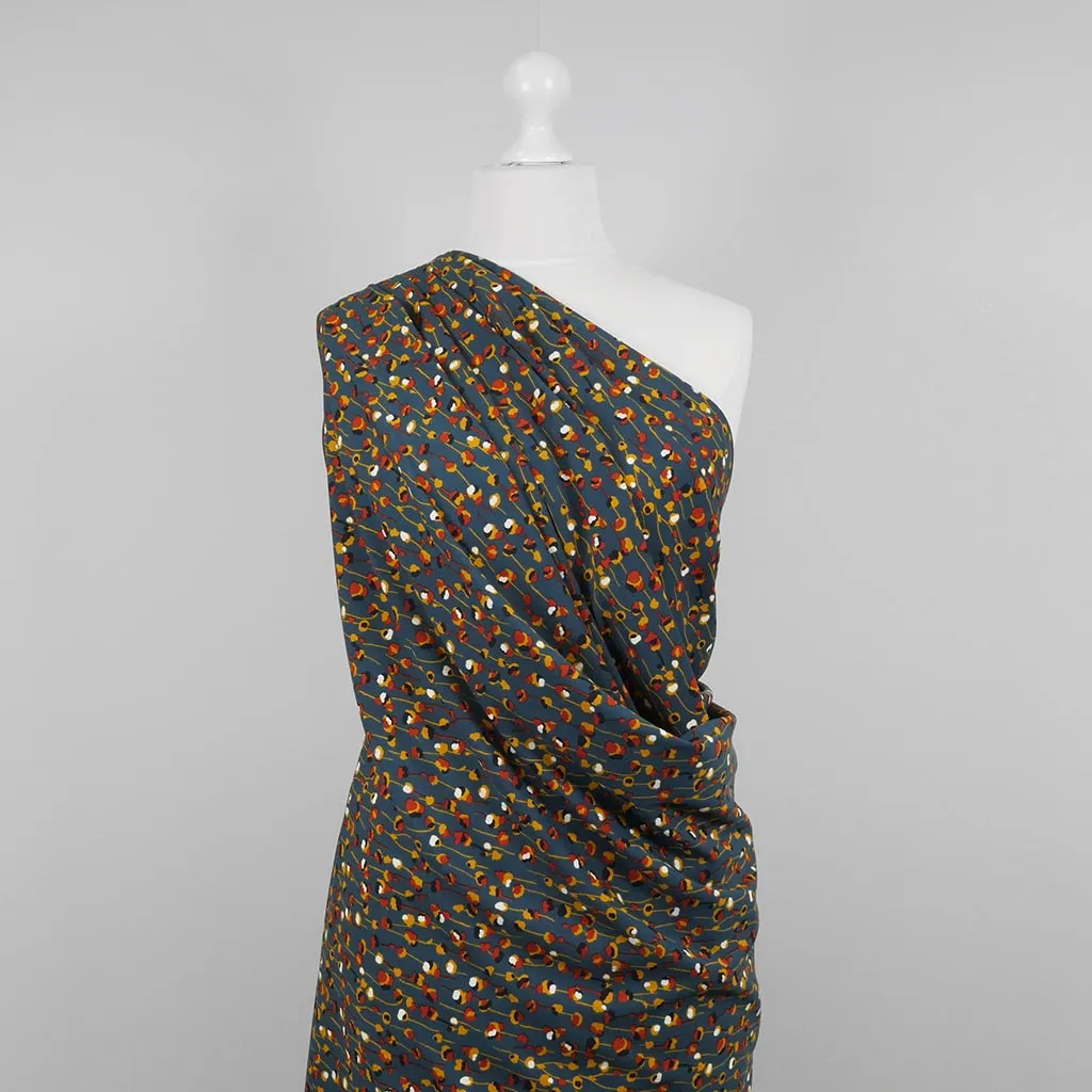 Monroe - Teal, Seedlings Woven Crepe Fabric