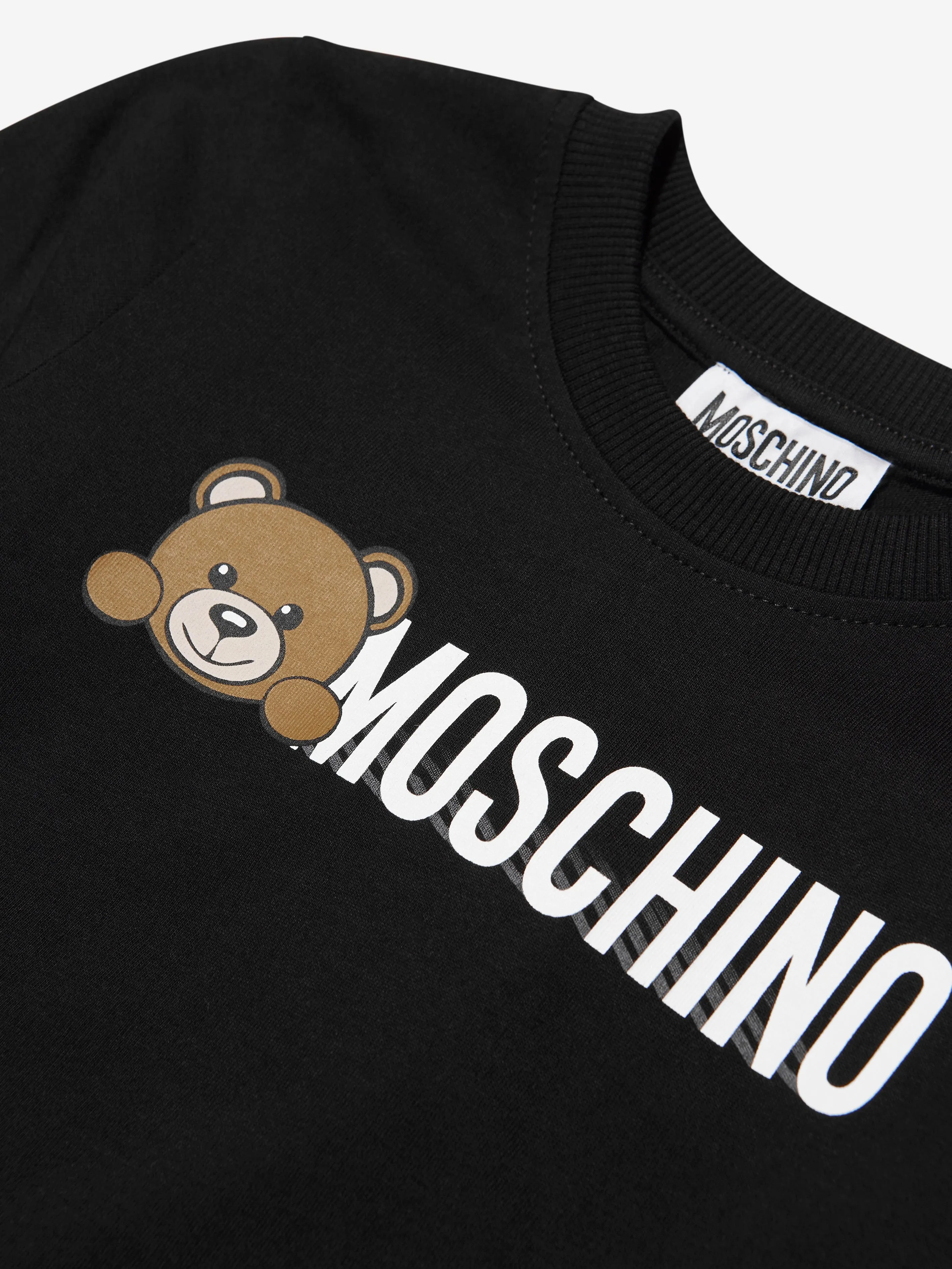 Moschino Kids Long Sleeve Logo T-Shirt in Black