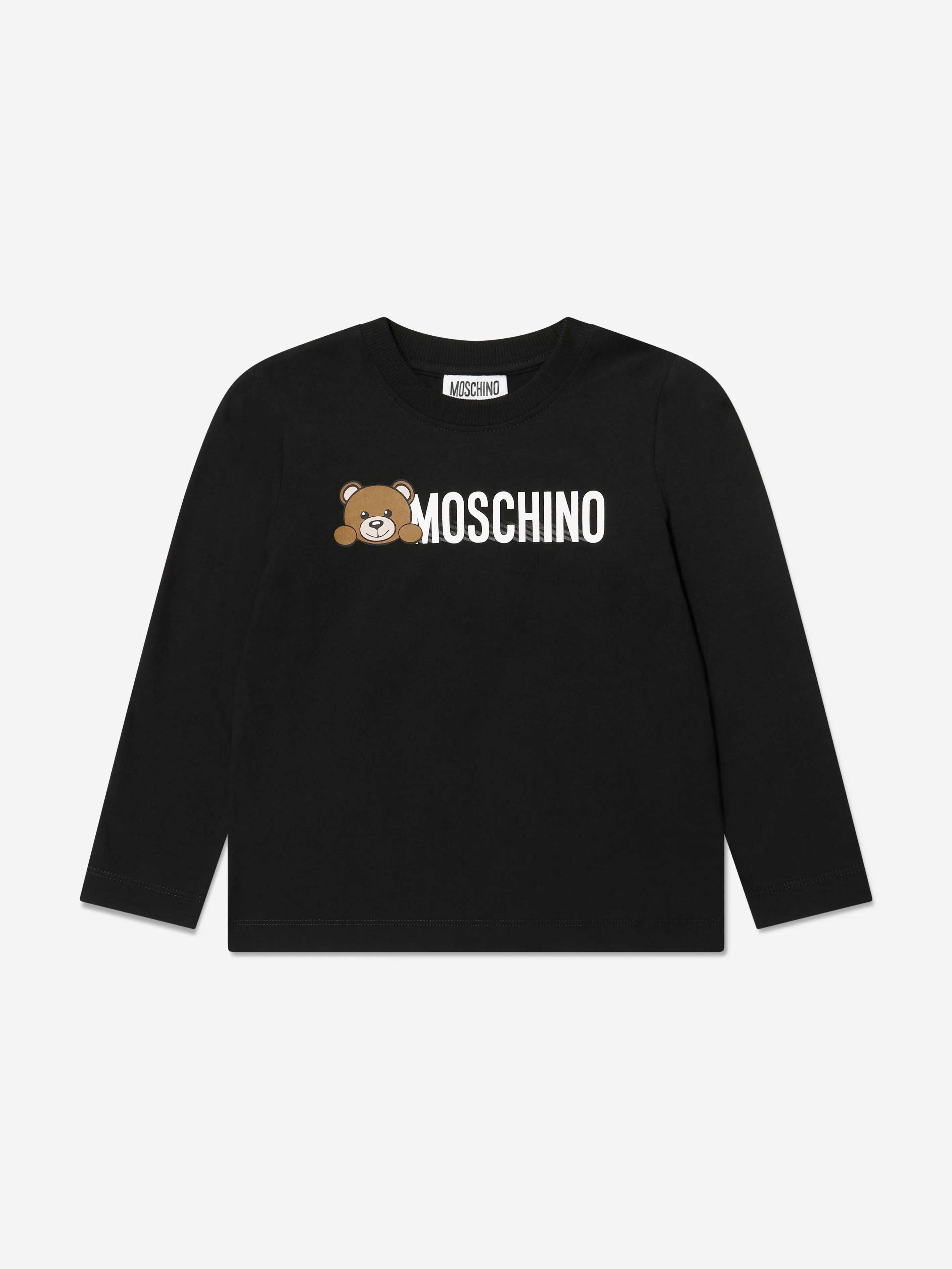 Moschino Kids Long Sleeve Logo T-Shirt in Black
