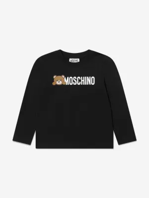 Moschino Kids Long Sleeve Logo T-Shirt in Black