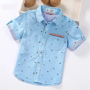 Mqtime   Hot Sale Children Shirts Casual Solid Cotton Short-sleeved Boys shirts For 2-14 Years Ribbon Decoration Baby shirts