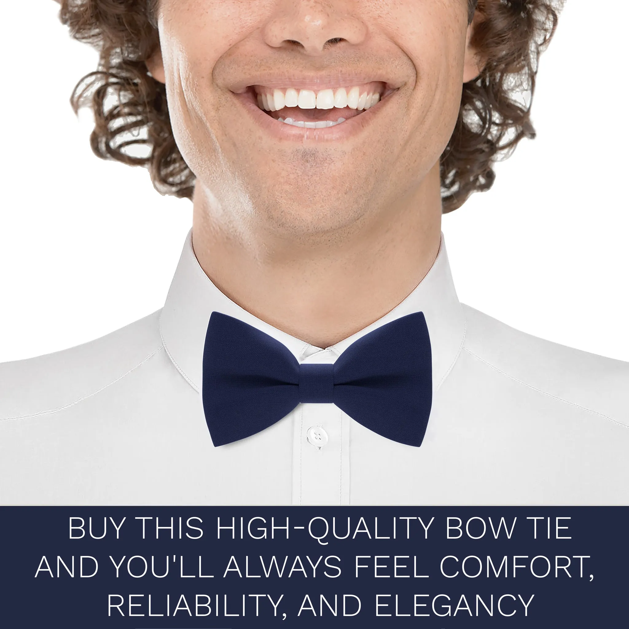 Navy Blue Bow Tie with Handkerchief Set