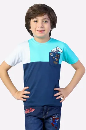 Navy Blue Color Block T-Shirt