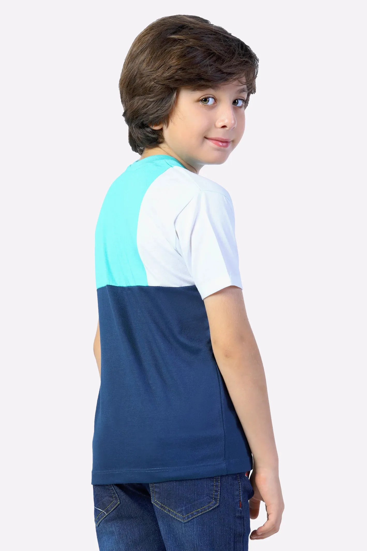 Navy Blue Color Block T-Shirt