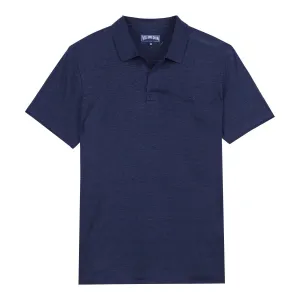 Navy Linen Pyramid Polo Shirt