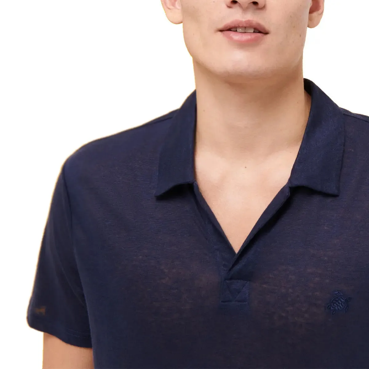 Navy Linen Pyramid Polo Shirt