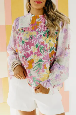 NEW! Floral Patchwork Lace Trim Blouse