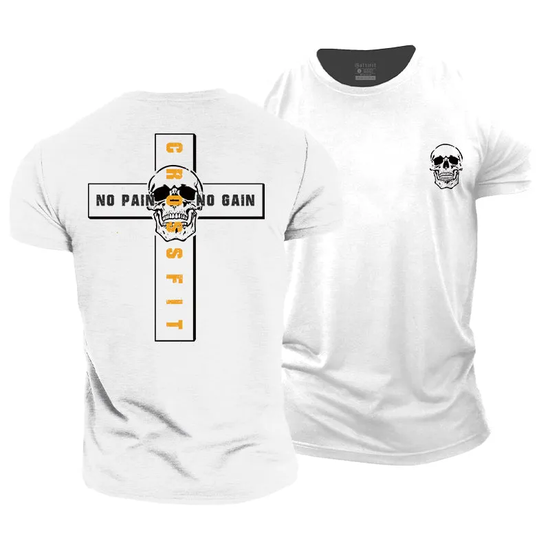 No Pain No Gain Print Men's Fitness T-shirts