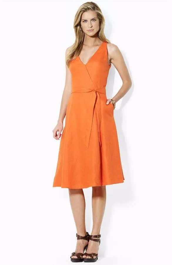Orange Color Linen Fabric 58&quot;