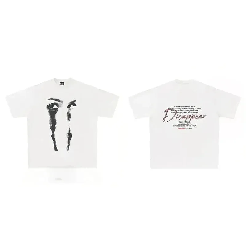 Oversized Crying Eyes Printed Design Tee