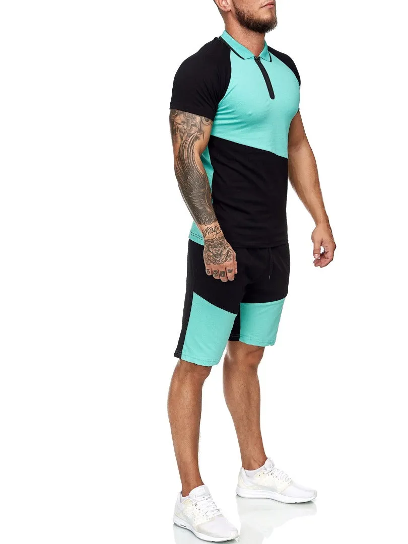 Palu Polo Shirt   Short  Ensemble - Black Green X0017C