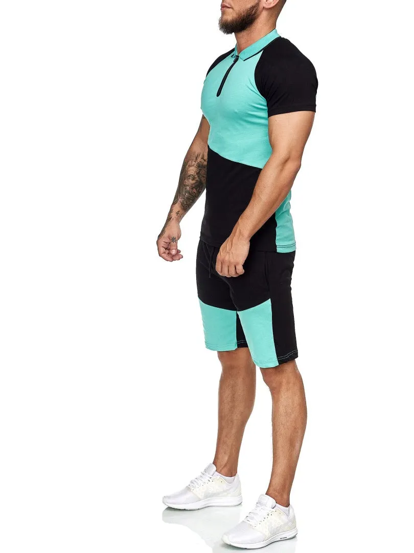 Palu Polo Shirt   Short  Ensemble - Black Green X0017C
