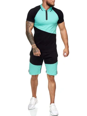 Palu Polo Shirt   Short  Ensemble - Black Green X0017C