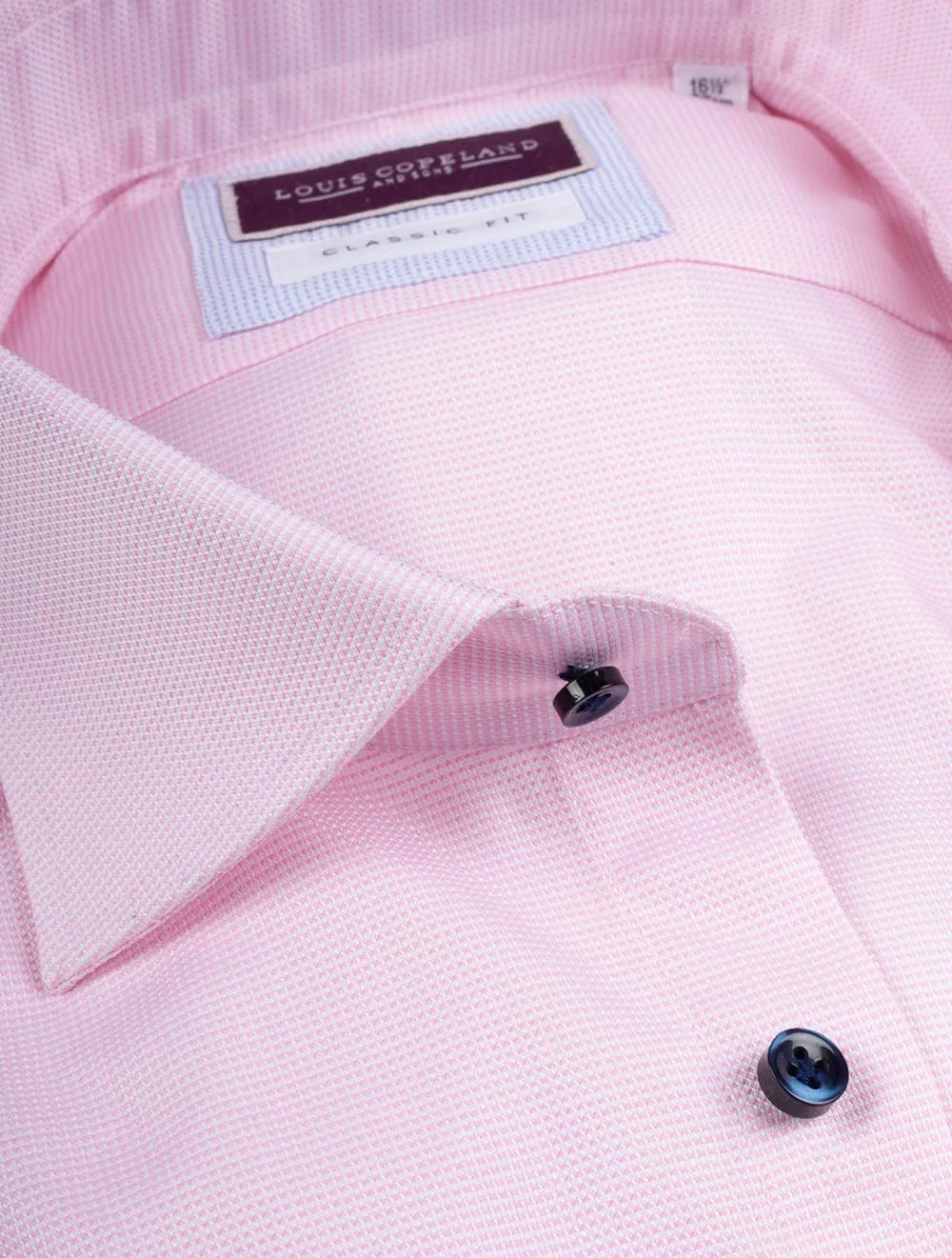 Pinpoint Contrast Button Shirt Pink