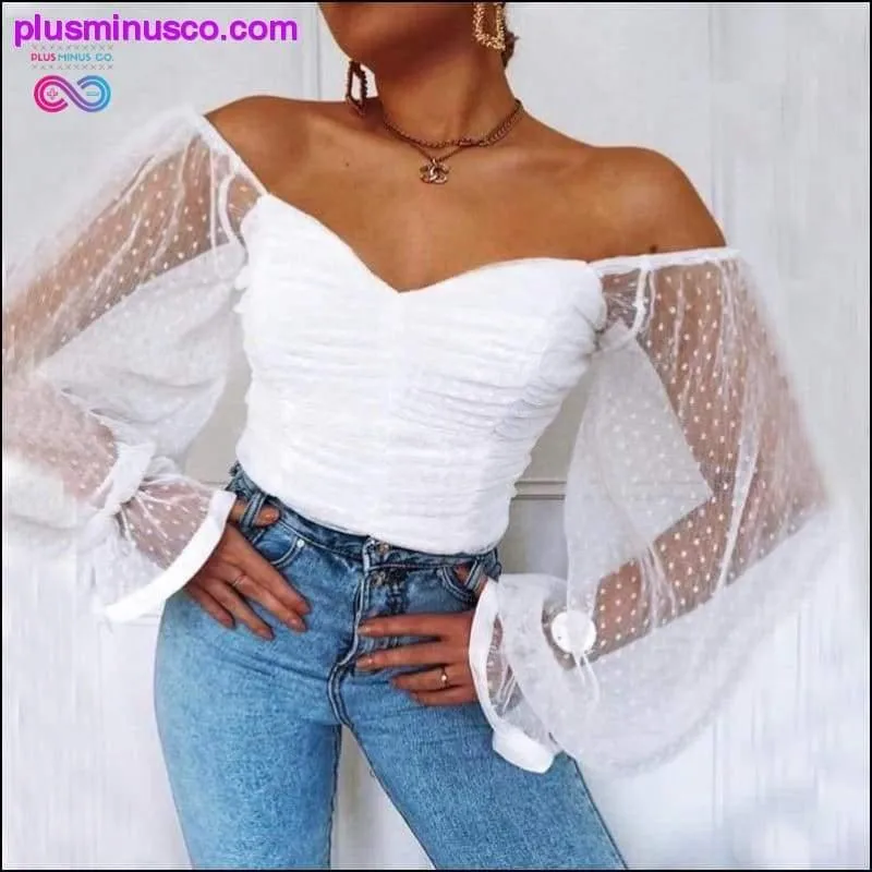Polka Dot Blouse Women Mesh Shirts Pink Tops Sweetheart