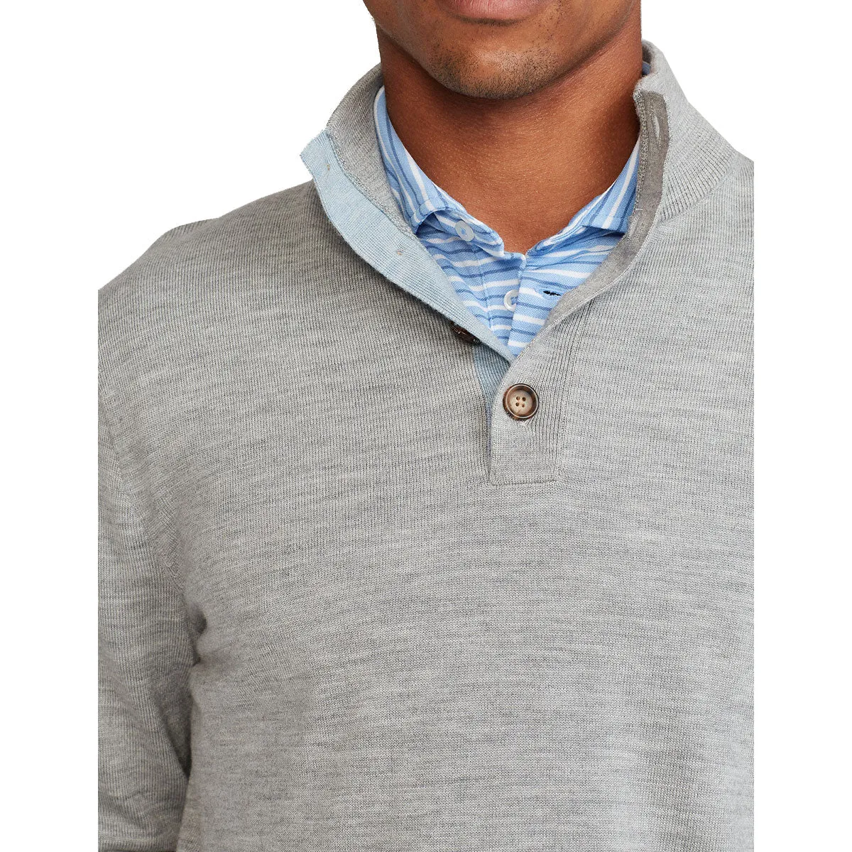 Polo Ralph Lauren Half Button Mock Light Grey Heather Mens Golf Sweater