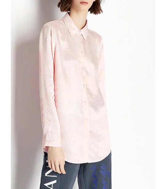 Printed Viscose Sheen Twill Button Up Shirt