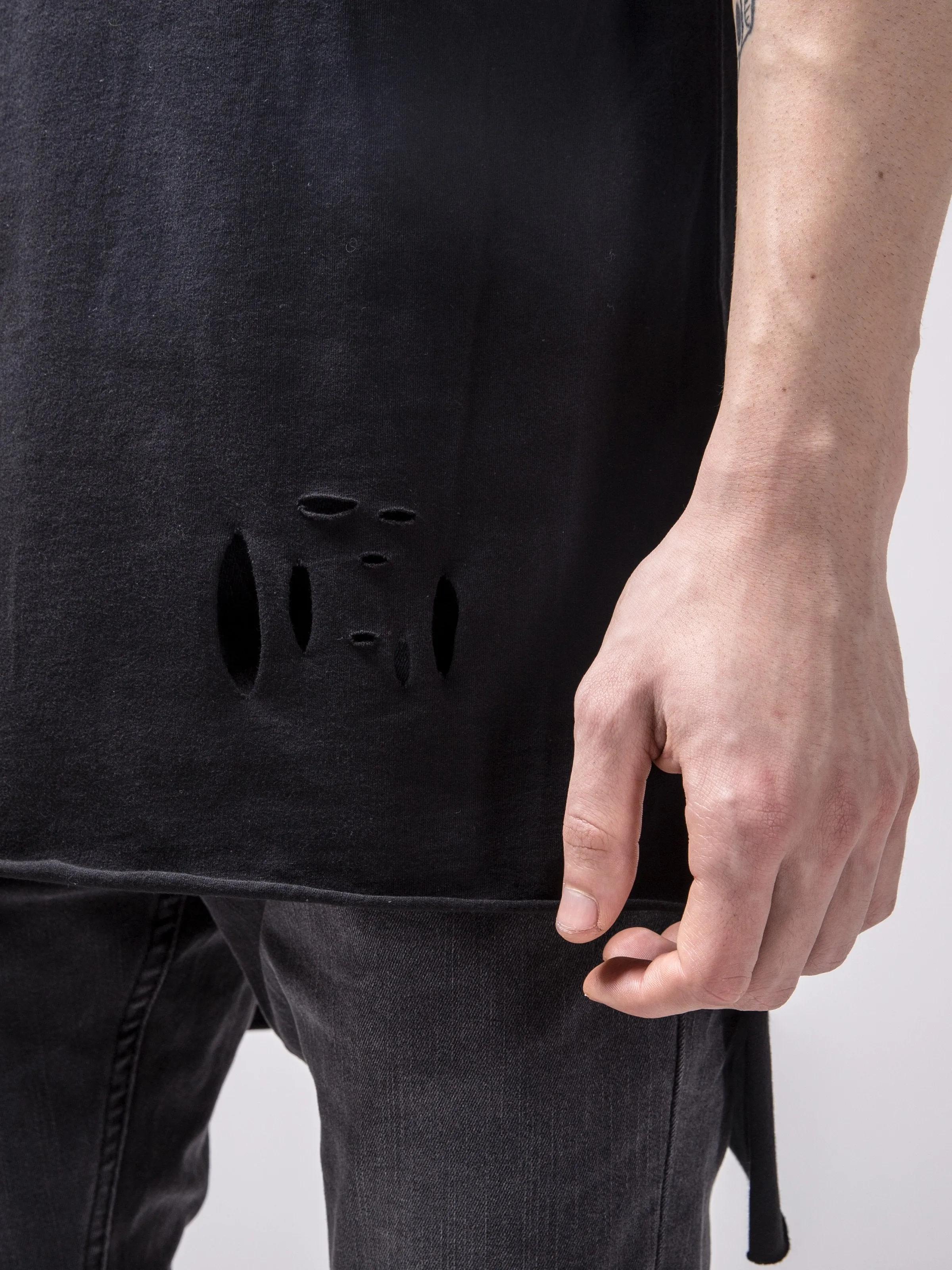 Ripped Longtail Black T-shirt