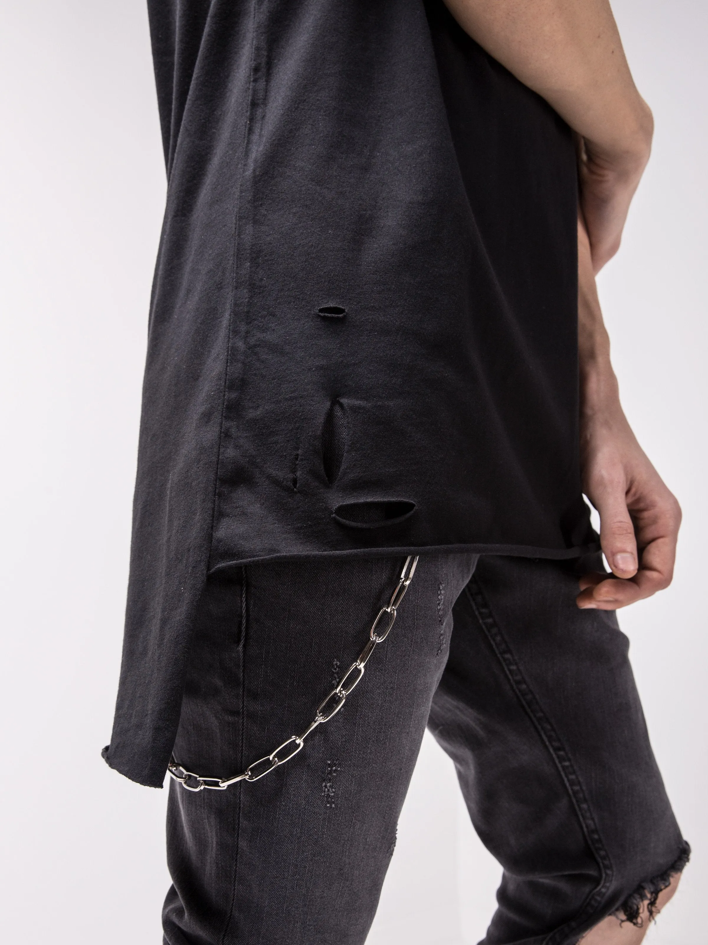 Ripped Longtail Black T-shirt