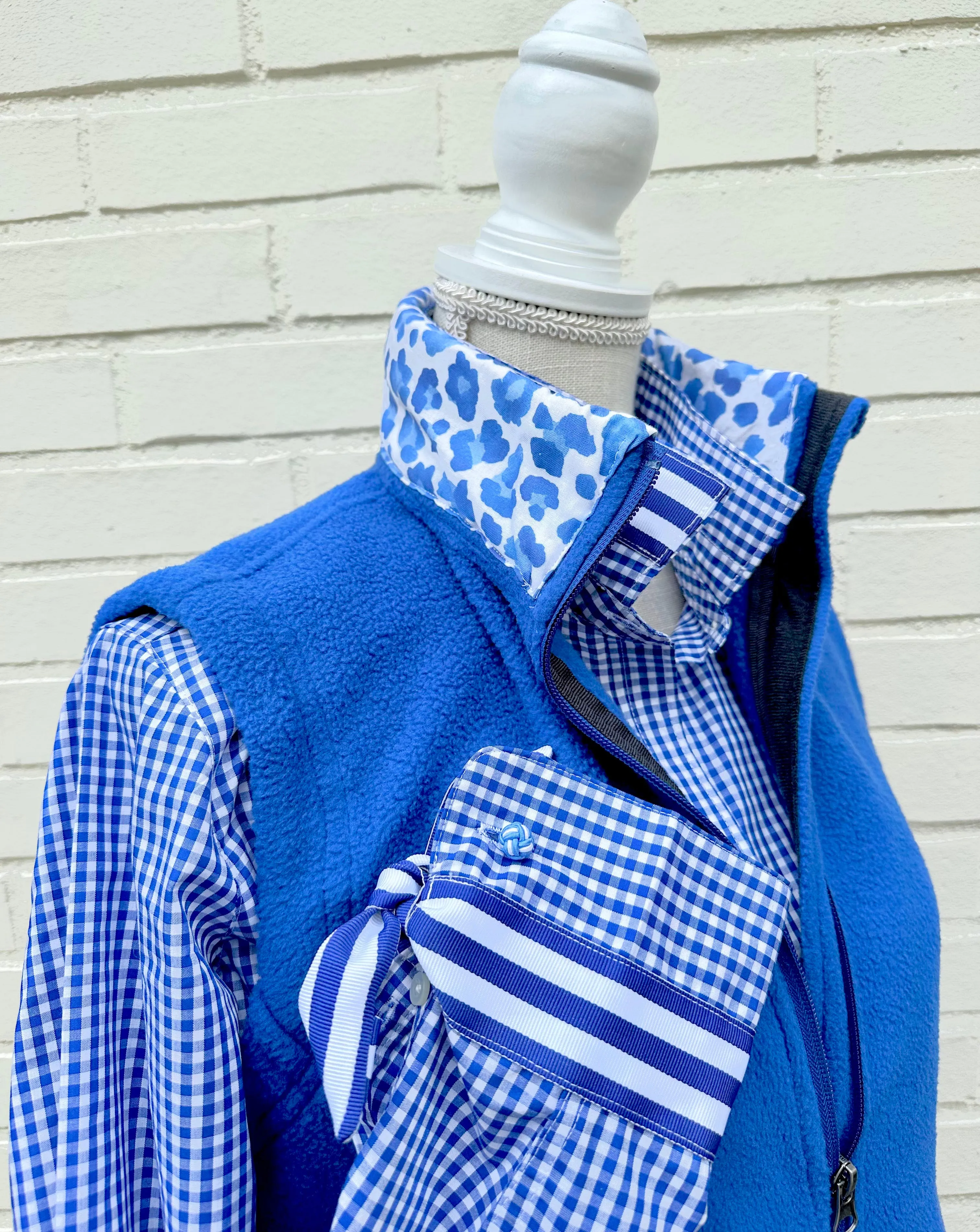 SALE - XS ONLY - Audrey Royal Gingham Ribbon French Cuff Shirt (RFC25) *FINAL SALE*