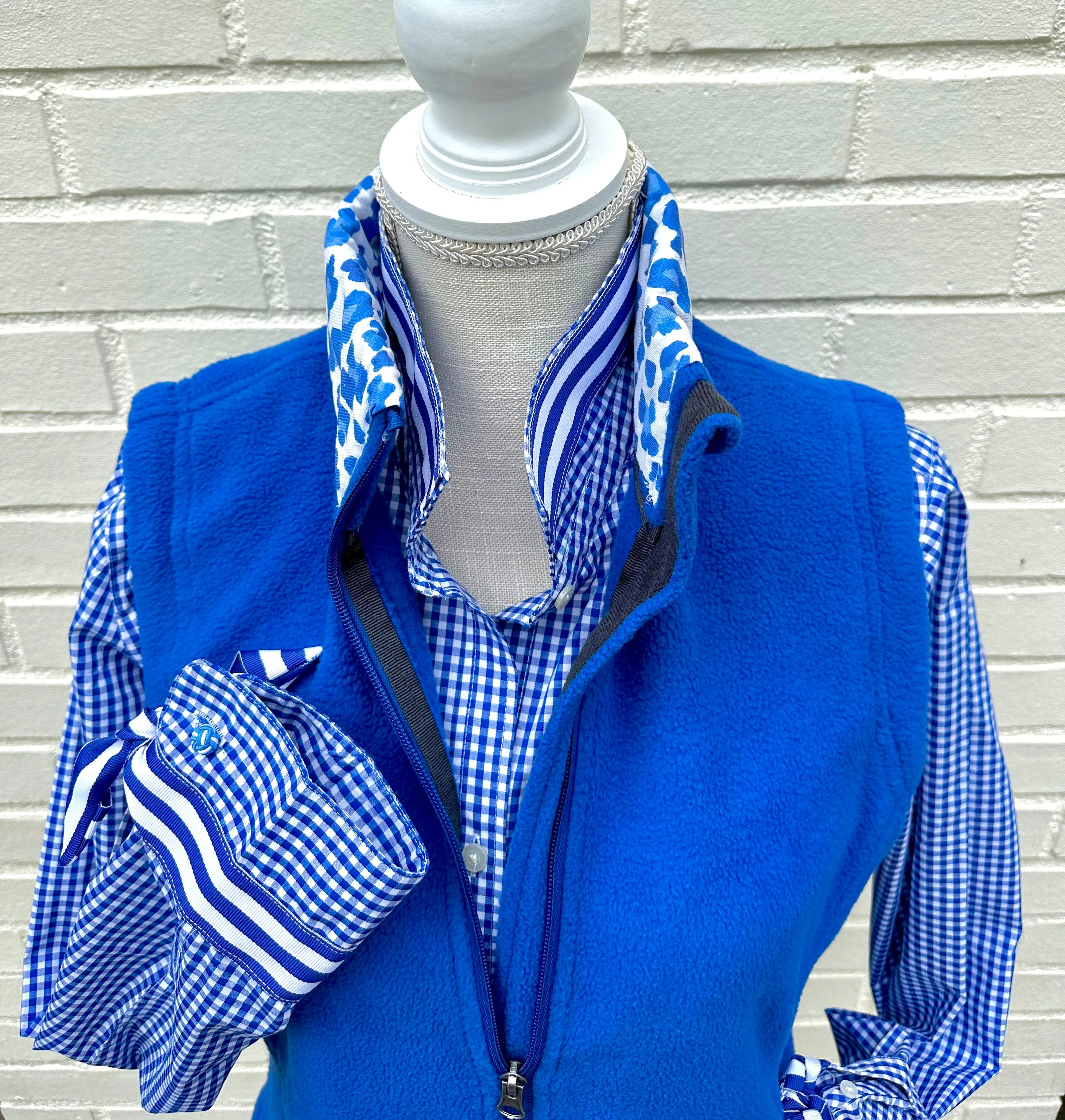 SALE - XS ONLY - Audrey Royal Gingham Ribbon French Cuff Shirt (RFC25) *FINAL SALE*