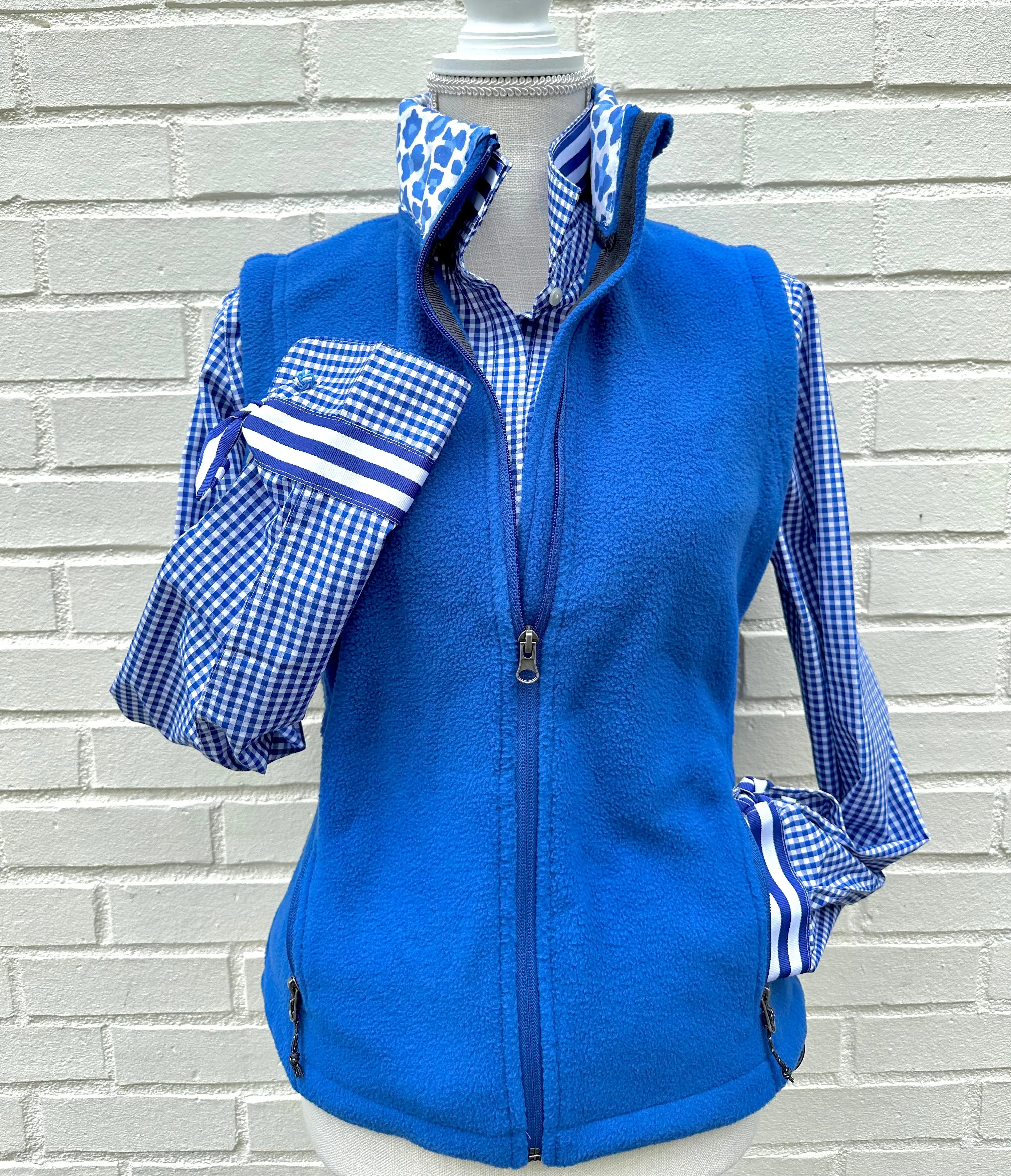 SALE - XS ONLY - Audrey Royal Gingham Ribbon French Cuff Shirt (RFC25) *FINAL SALE*