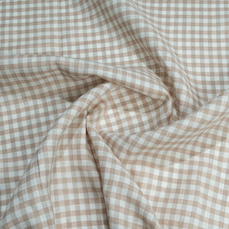 Sand & White Checkered Linen