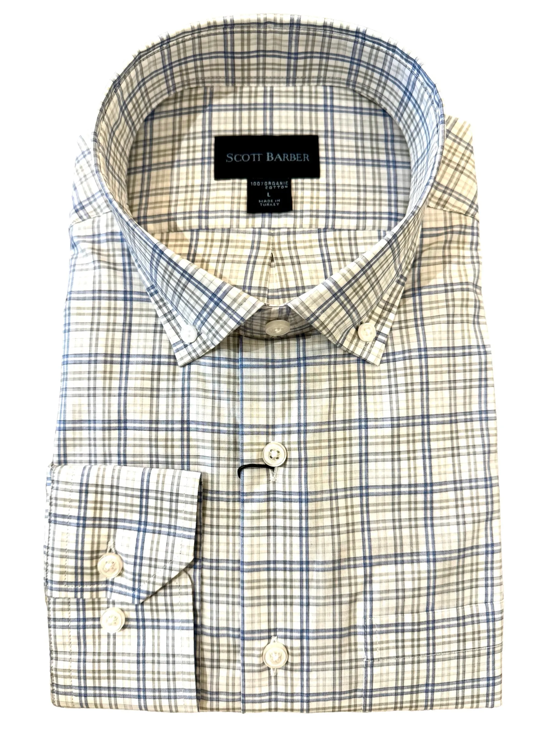 Scott Barber Organic Cotton Check Shirt Slate