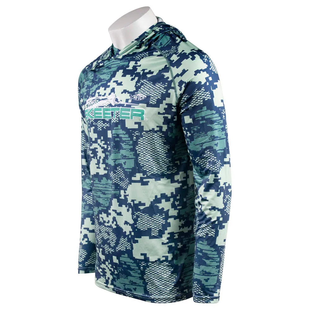 Skeeter AFTCO Hooded Performance Long Sleeve - Teal Digi Camo