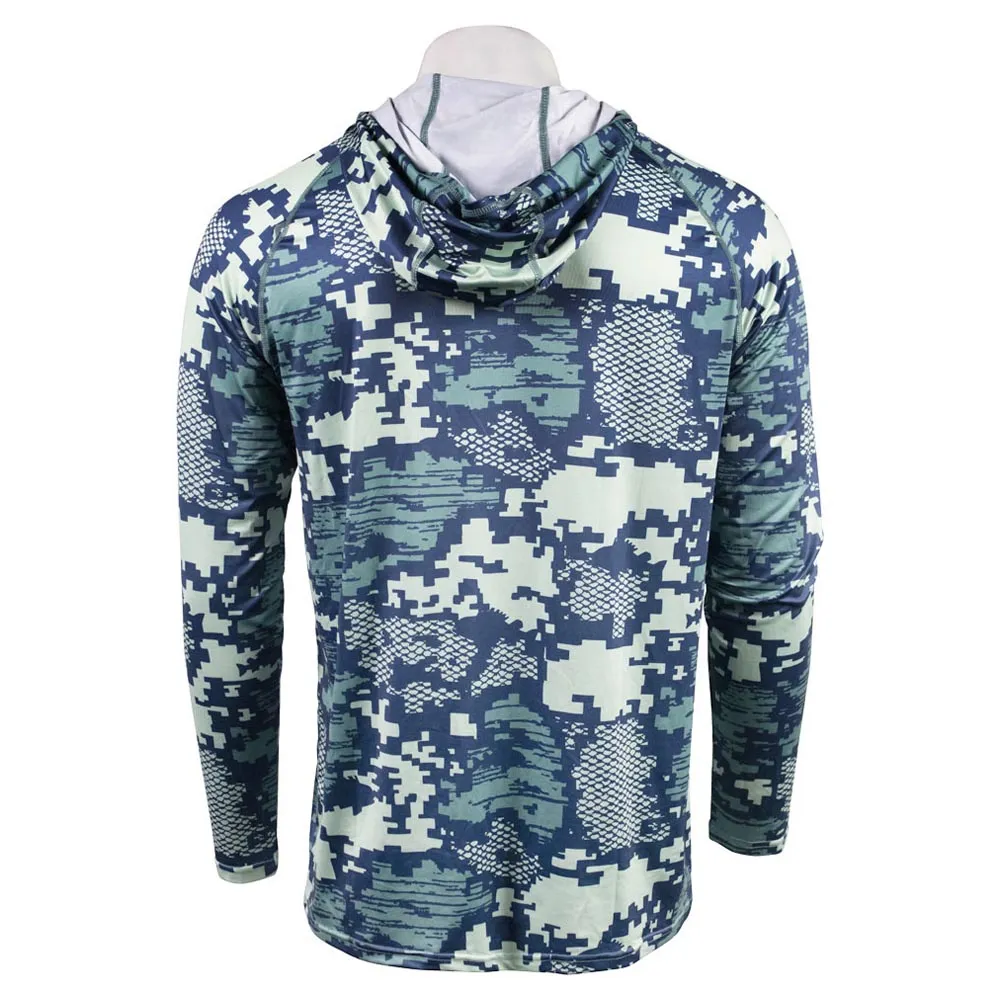 Skeeter AFTCO Hooded Performance Long Sleeve - Teal Digi Camo