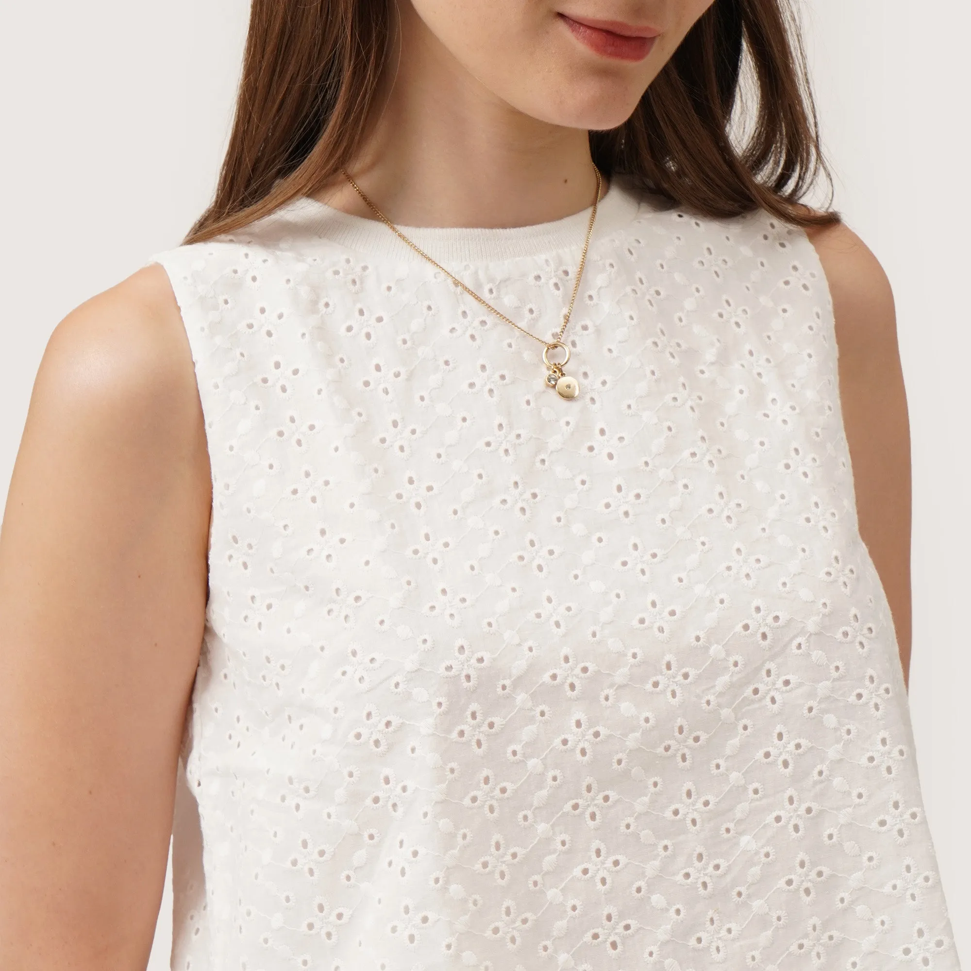 Sleeveless Eyelet Tank Top