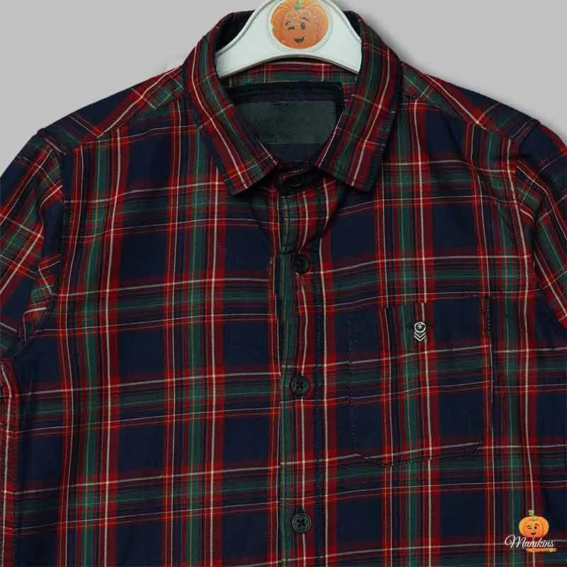 Solid Checks Pattern Shirts for Boys
