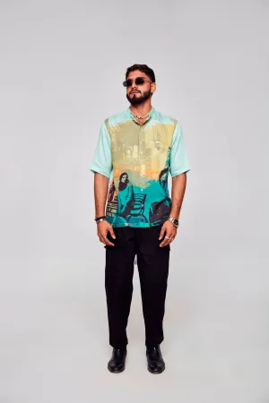 Solitude Serenade Printed Pure Tencel Satin Short Sleeve Shirt