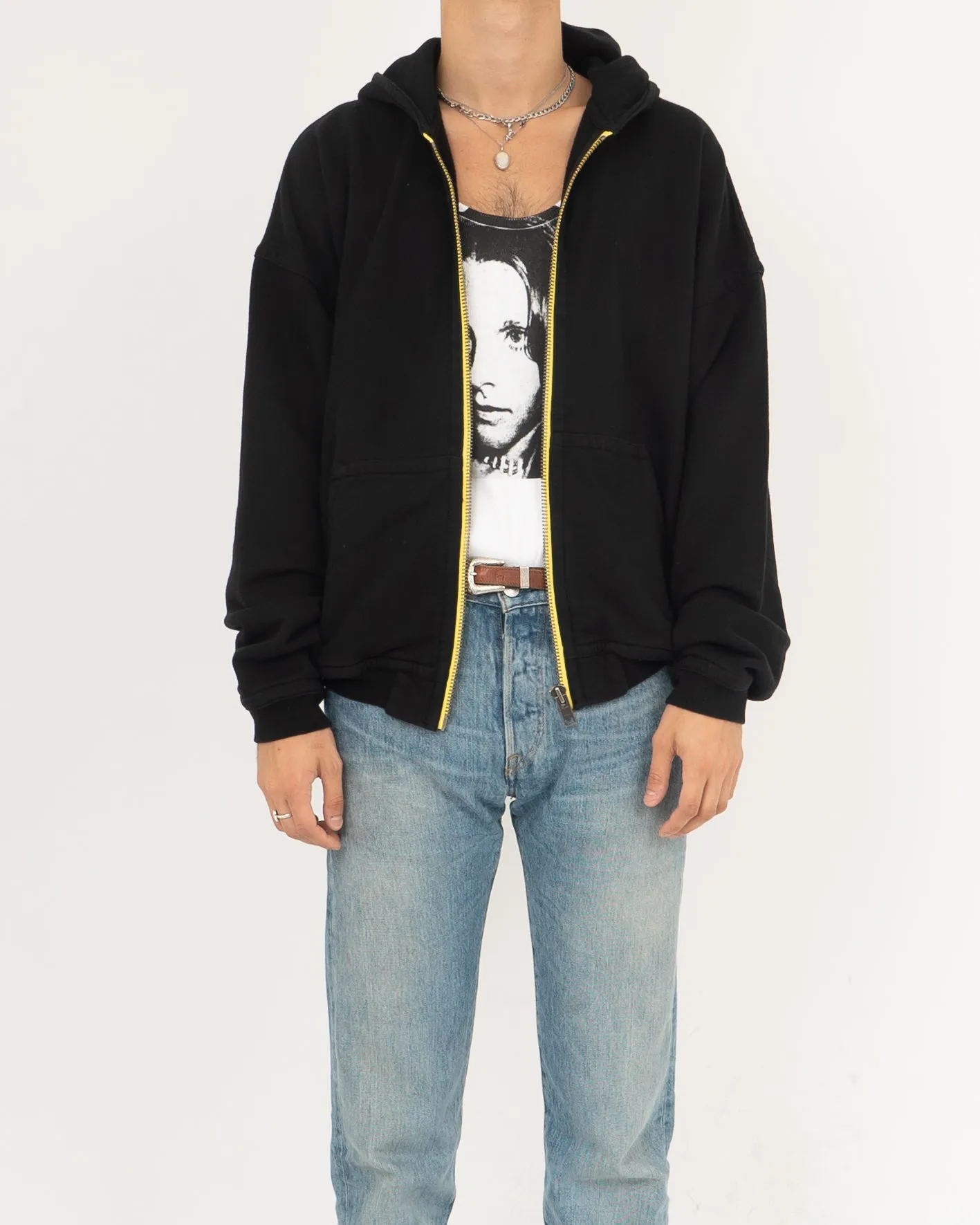 SS17 Yellow Contrast Zip Hoodie