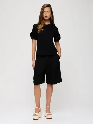 T-Shirt With Flower Sleeve Detail