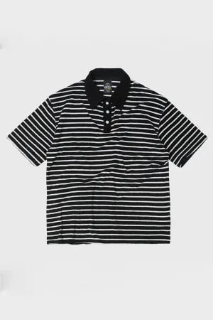 Terry Stripe Pique Shirt - Black