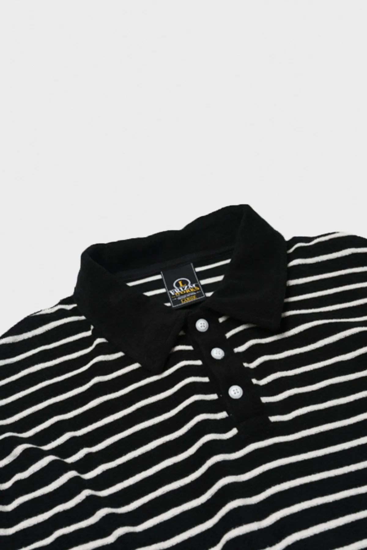 Terry Stripe Pique Shirt - Black