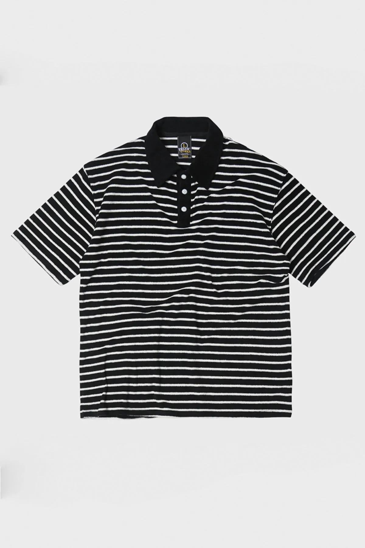 Terry Stripe Pique Shirt - Black