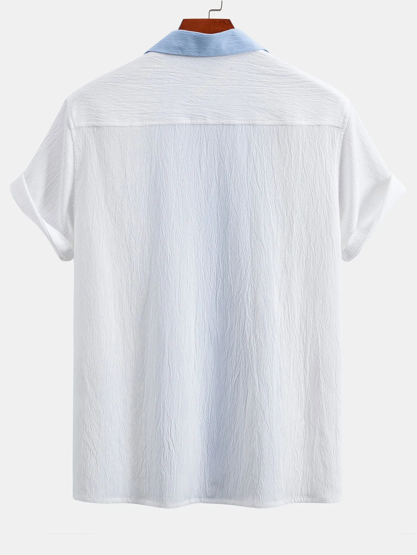 Textured Contrast Cuban Shirt & Straight Leg Pants