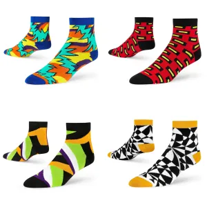 Trendy Ankle Socks - 4-Pack in Eye-Catching Designs