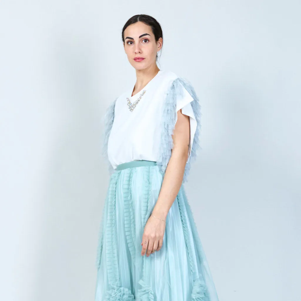 Whimsical tulle-sleeve shirt wholesale