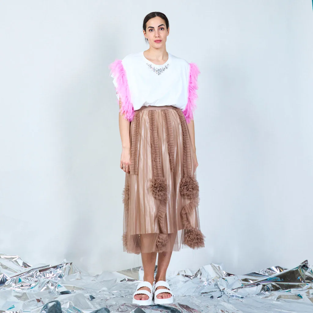 Whimsical tulle-sleeve shirt wholesale