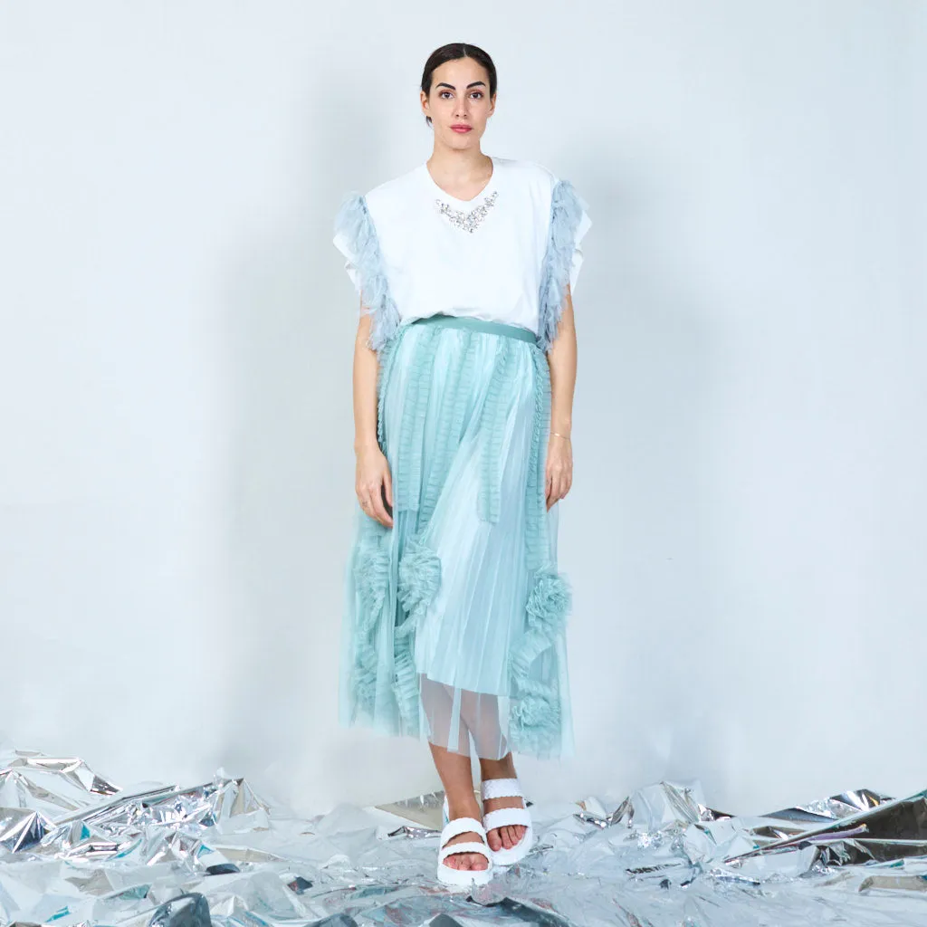 Whimsical tulle-sleeve shirt wholesale