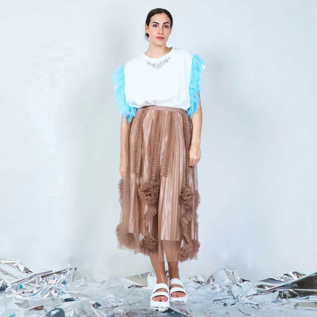 Whimsical tulle-sleeve shirt wholesale