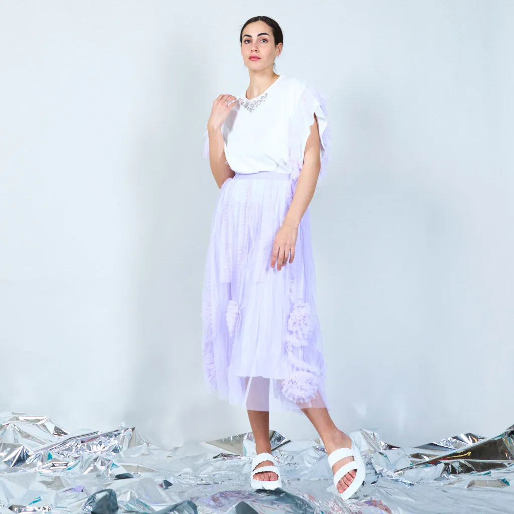 Whimsical tulle-sleeve shirt wholesale