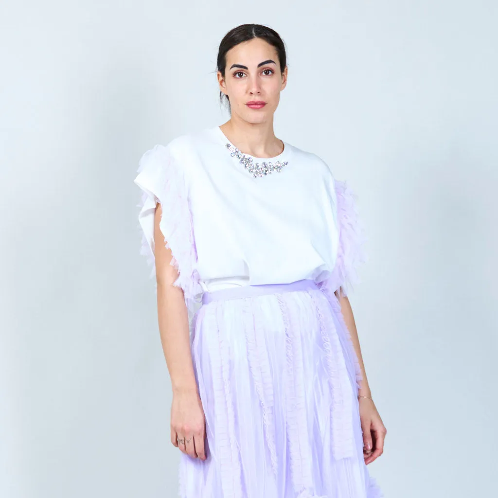 Whimsical tulle-sleeve shirt wholesale