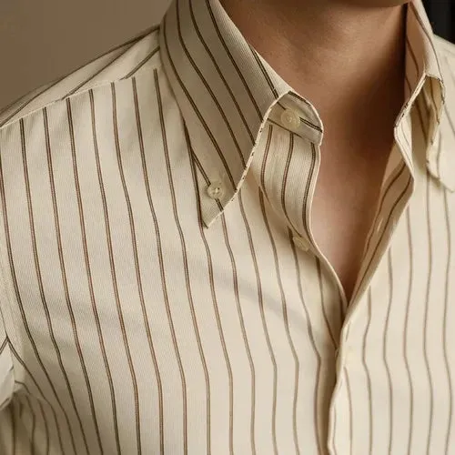 Wiaofellas  -  Spring Autumn Men's New Striped Slim Fit Shirts Male Long Sleeve Dress Shirts Men Buttoned Up Formal Business Shirts