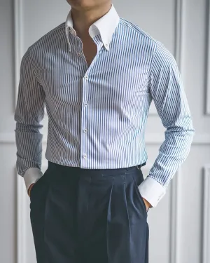 Wiaofellas  -  Spring Autumn Men's New Striped Slim Fit Shirts Male Long Sleeve Dress Shirts Men Buttoned Up Formal Business Shirts