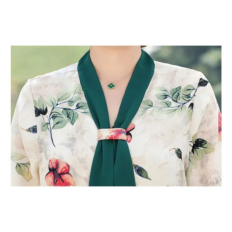 Women's Chiffon Floral Print Top Shirt
