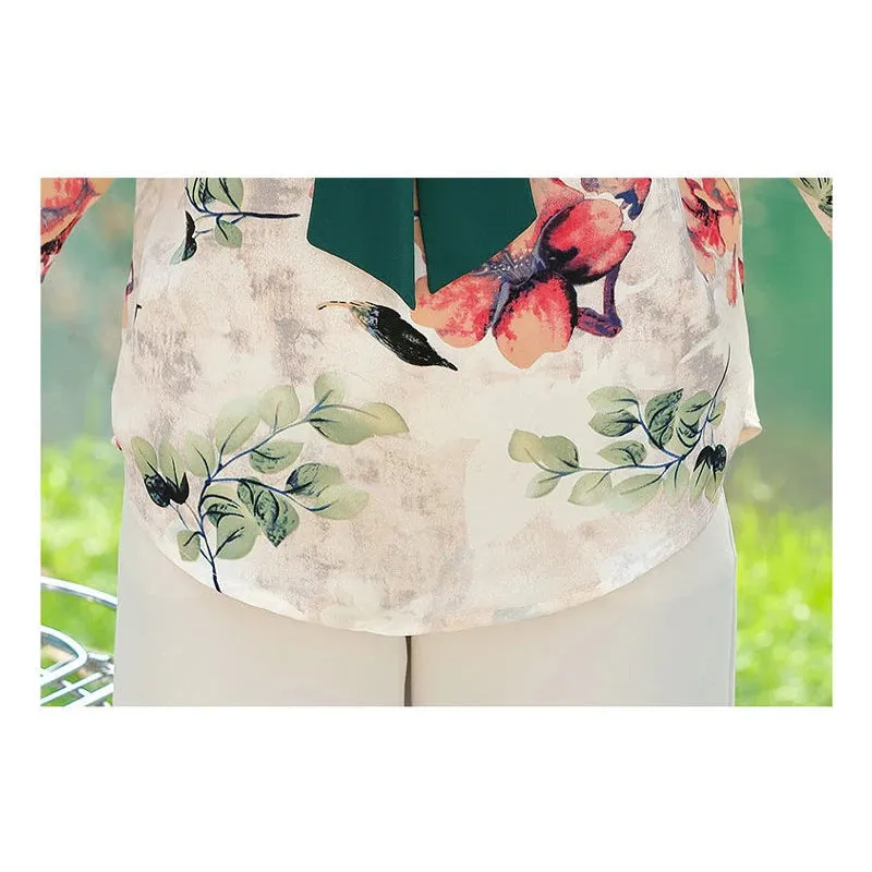 Women's Chiffon Floral Print Top Shirt